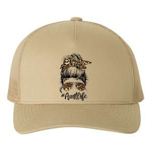 Leopard Auties Aunt Life Cute Messy Bun Mother's Day Yupoong Adult 5-Panel Trucker Hat