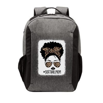 Leopard African American Softball Mom Life Messy Bun Hair Gift Vector Backpack