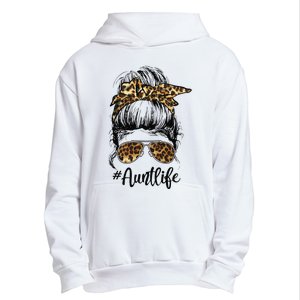 Leopard Auties Aunt Life Cute Messy Bun Mother's Day Urban Pullover Hoodie