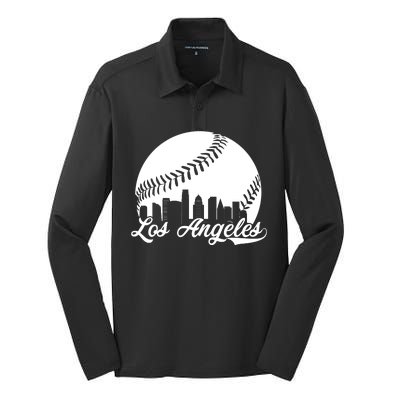 Los Angeles Baseball Vintage LA Fan Gear Silk Touch Performance Long Sleeve Polo