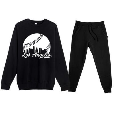 Los Angeles Baseball Vintage LA Fan Gear Premium Crewneck Sweatsuit Set