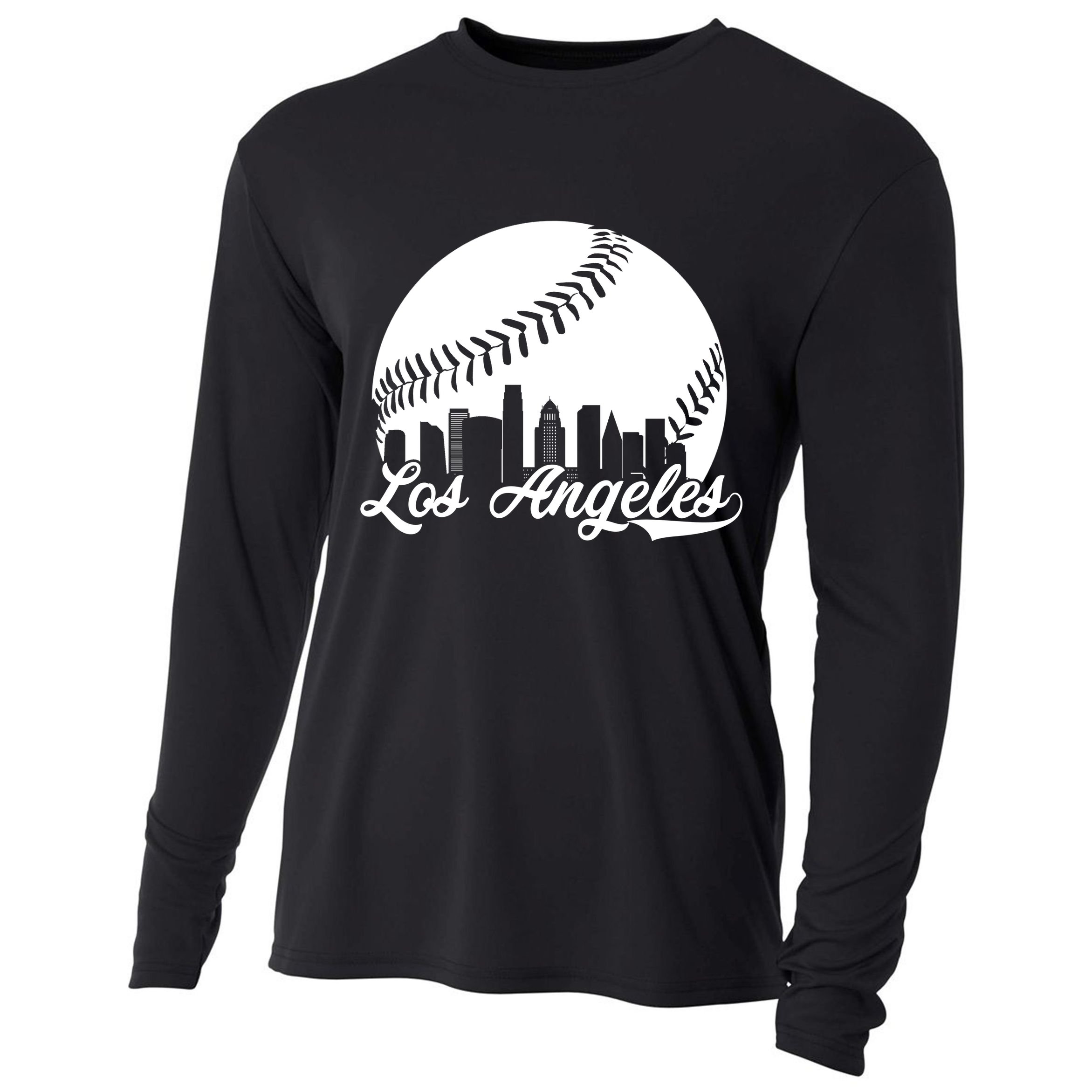 Los Angeles Baseball Vintage LA Fan Gear Cooling Performance Long Sleeve Crew