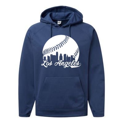 Los Angeles Baseball Vintage LA Fan Gear Performance Fleece Hoodie