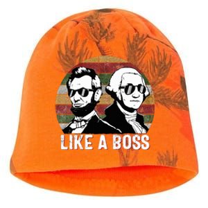 Like A Boss Presidents Day Washington Lincoln Abe George  Kati - Camo Knit Beanie