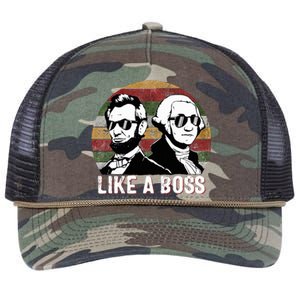 Like A Boss Presidents Day Washington Lincoln Abe George  Retro Rope Trucker Hat Cap