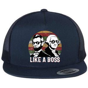 Like A Boss Presidents Day Washington Lincoln Abe George  Flat Bill Trucker Hat