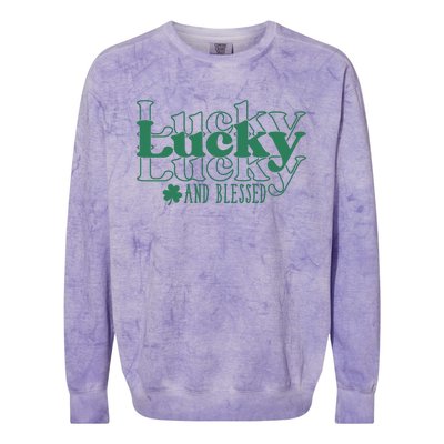 Lucky And Blessed Cute St Patricks Day Colorblast Crewneck Sweatshirt