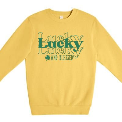 Lucky And Blessed Cute St Patricks Day Premium Crewneck Sweatshirt