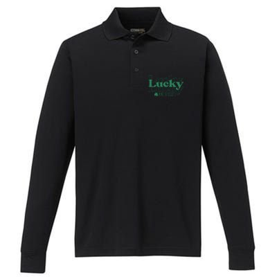 Lucky And Blessed Cute St Patricks Day Performance Long Sleeve Polo