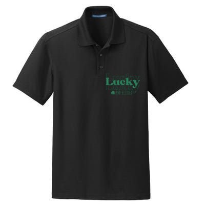 Lucky And Blessed Cute St Patricks Day Dry Zone Grid Polo