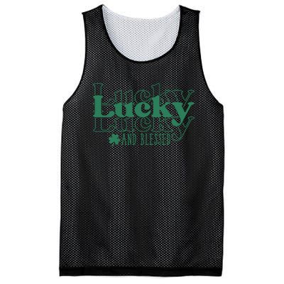 Lucky And Blessed Cute St Patricks Day Mesh Reversible Basketball Jersey Tank