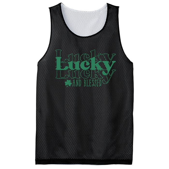 Lucky And Blessed Cute St Patricks Day Mesh Reversible Basketball Jersey Tank