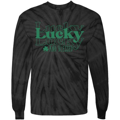 Lucky And Blessed Cute St Patricks Day Tie-Dye Long Sleeve Shirt