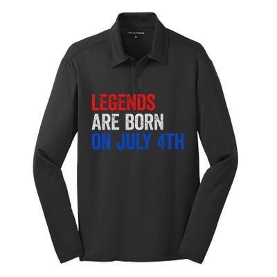 Legends Are Born On July 4th Of July Silk Touch Performance Long Sleeve Polo