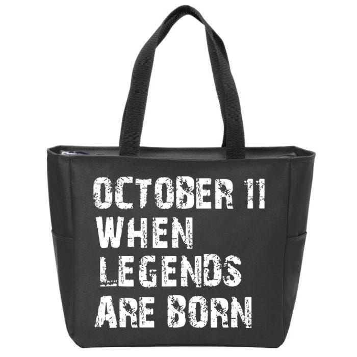 Legends Are Born On October 11th Birthday Vintage 11 Zip Tote Bag