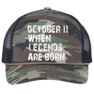 Legends Are Born On October 11th Birthday Vintage 11 Retro Rope Trucker Hat Cap