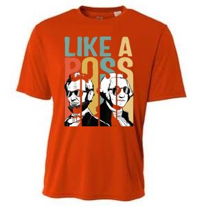 Like A Boss Presidents Day Washington Lincoln Abe George Cooling Performance Crew T-Shirt