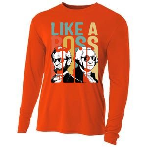 Like A Boss Presidents Day Washington Lincoln Abe George Cooling Performance Long Sleeve Crew