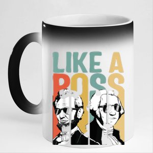 Like A Boss Presidents Day Washington Lincoln Abe George 11oz Black Color Changing Mug