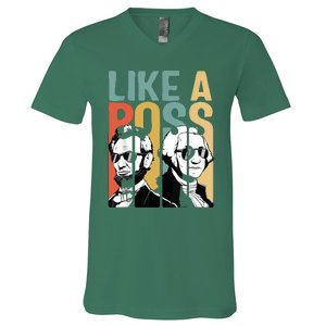 Like A Boss Presidents Day Washington Lincoln Abe George V-Neck T-Shirt