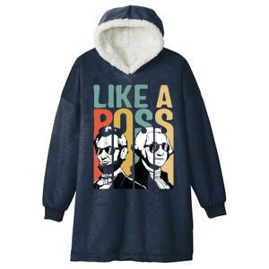 Like A Boss Presidents Day Washington Lincoln Abe George Hooded Wearable Blanket