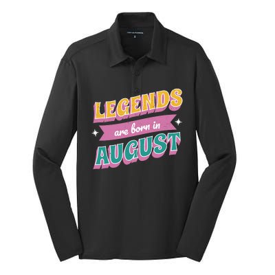 Legends Are Born In August Silk Touch Performance Long Sleeve Polo