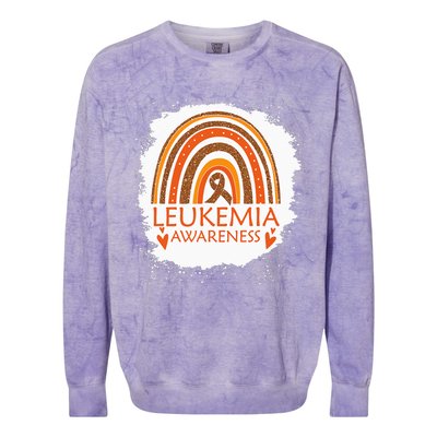 Leukemia Awareness Bleached Rainbow Orange Ribbon Colorblast Crewneck Sweatshirt