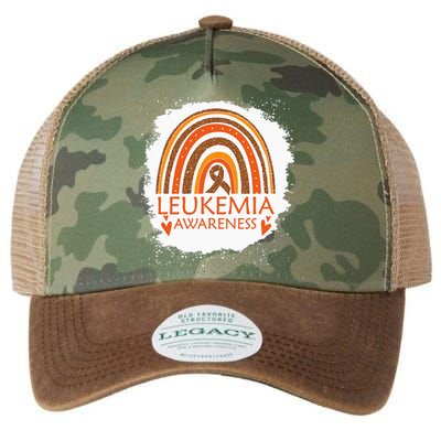 Leukemia Awareness Bleached Rainbow Orange Ribbon Legacy Tie Dye Trucker Hat