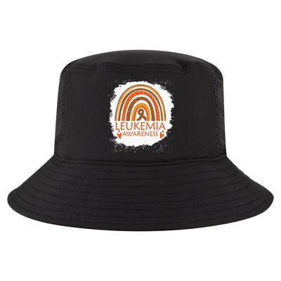 Leukemia Awareness Bleached Rainbow Orange Ribbon Cool Comfort Performance Bucket Hat