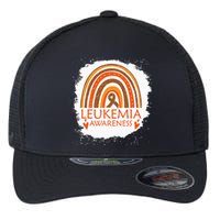 Leukemia Awareness Bleached Rainbow Orange Ribbon Flexfit Unipanel Trucker Cap