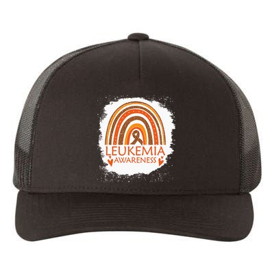 Leukemia Awareness Bleached Rainbow Orange Ribbon Yupoong Adult 5-Panel Trucker Hat