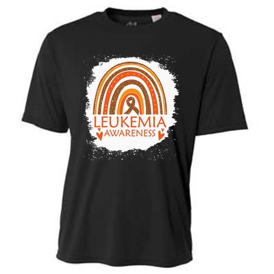 Leukemia Awareness Bleached Rainbow Orange Ribbon Cooling Performance Crew T-Shirt