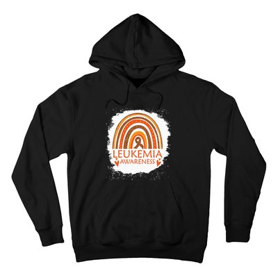 Leukemia Awareness Bleached Rainbow Orange Ribbon Hoodie