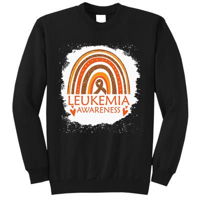 Leukemia Awareness Bleached Rainbow Orange Ribbon Sweatshirt