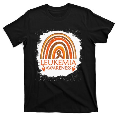 Leukemia Awareness Bleached Rainbow Orange Ribbon T-Shirt