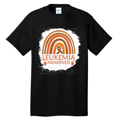 Leukemia Awareness Bleached Rainbow Orange Ribbon Tall T-Shirt