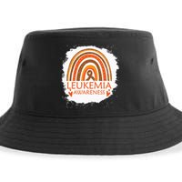 Leukemia Awareness Bleached Rainbow Orange Ribbon Sustainable Bucket Hat