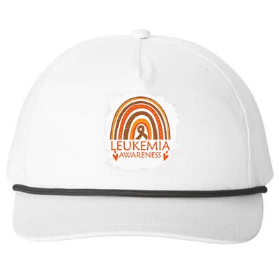 Leukemia Awareness Bleached Rainbow Orange Ribbon Snapback Five-Panel Rope Hat