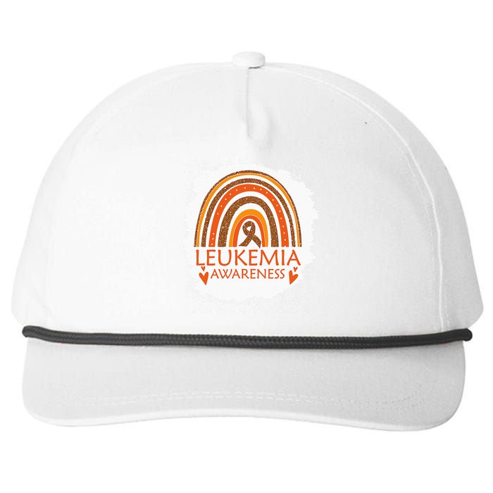 Leukemia Awareness Bleached Rainbow Orange Ribbon Snapback Five-Panel Rope Hat