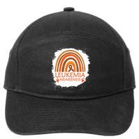 Leukemia Awareness Bleached Rainbow Orange Ribbon 7-Panel Snapback Hat