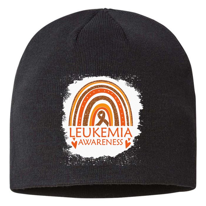 Leukemia Awareness Bleached Rainbow Orange Ribbon Sustainable Beanie