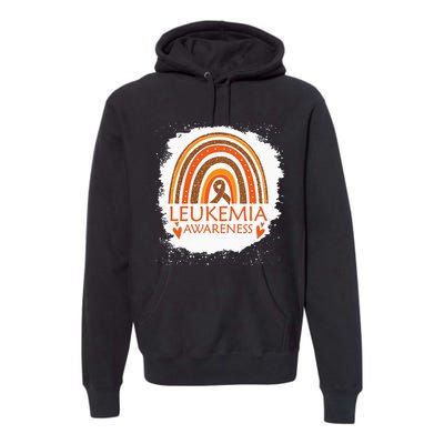 Leukemia Awareness Bleached Rainbow Orange Ribbon Premium Hoodie