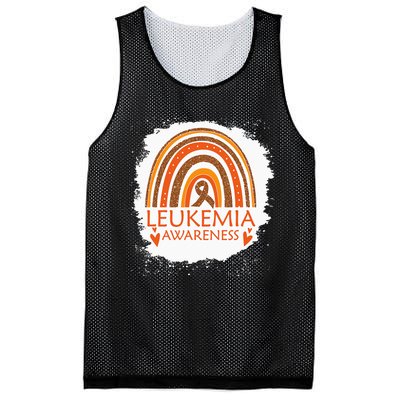 Leukemia Awareness Bleached Rainbow Orange Ribbon Mesh Reversible Basketball Jersey Tank