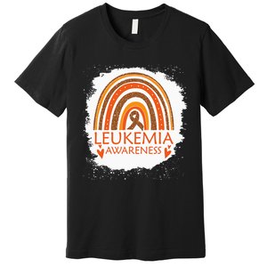 Leukemia Awareness Bleached Rainbow Orange Ribbon Premium T-Shirt