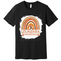 Leukemia Awareness Bleached Rainbow Orange Ribbon Premium T-Shirt