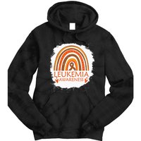 Leukemia Awareness Bleached Rainbow Orange Ribbon Tie Dye Hoodie