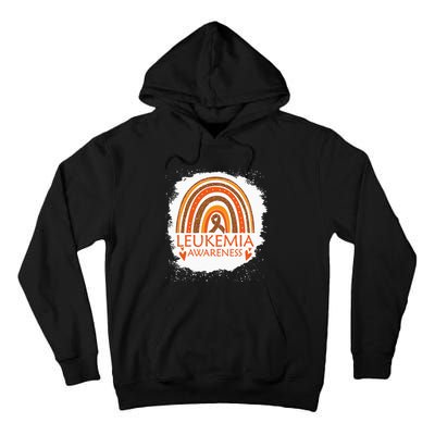 Leukemia Awareness Bleached Rainbow Orange Ribbon Tall Hoodie