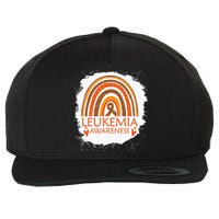 Leukemia Awareness Bleached Rainbow Orange Ribbon Wool Snapback Cap