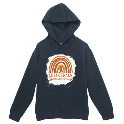 Leukemia Awareness Bleached Rainbow Orange Ribbon Urban Pullover Hoodie