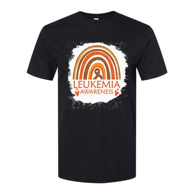 Leukemia Awareness Bleached Rainbow Orange Ribbon Softstyle CVC T-Shirt